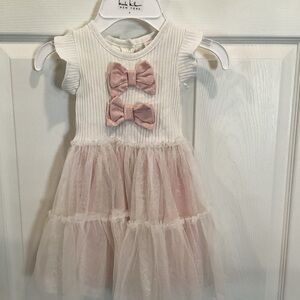 Little Lass White and Pink Formal Dress